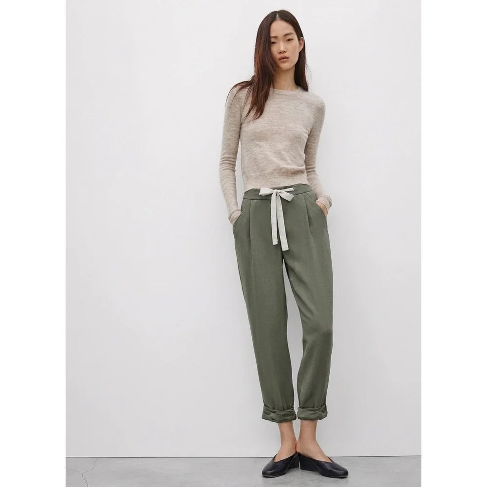 Aritzia Wilfred Allant Pant Linen Lyocell Green Drawstring Size 4
